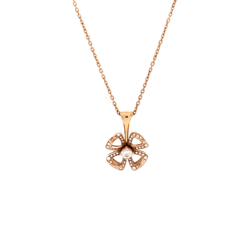 Bvlgari Fiorever Pendant Necklace 18K Rose Gold with Diamonds